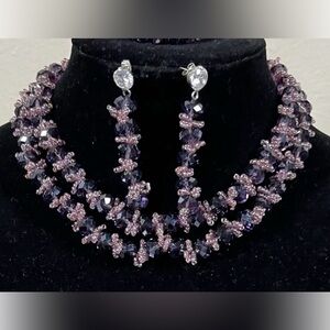 Elegant purple beaded set of necklace.